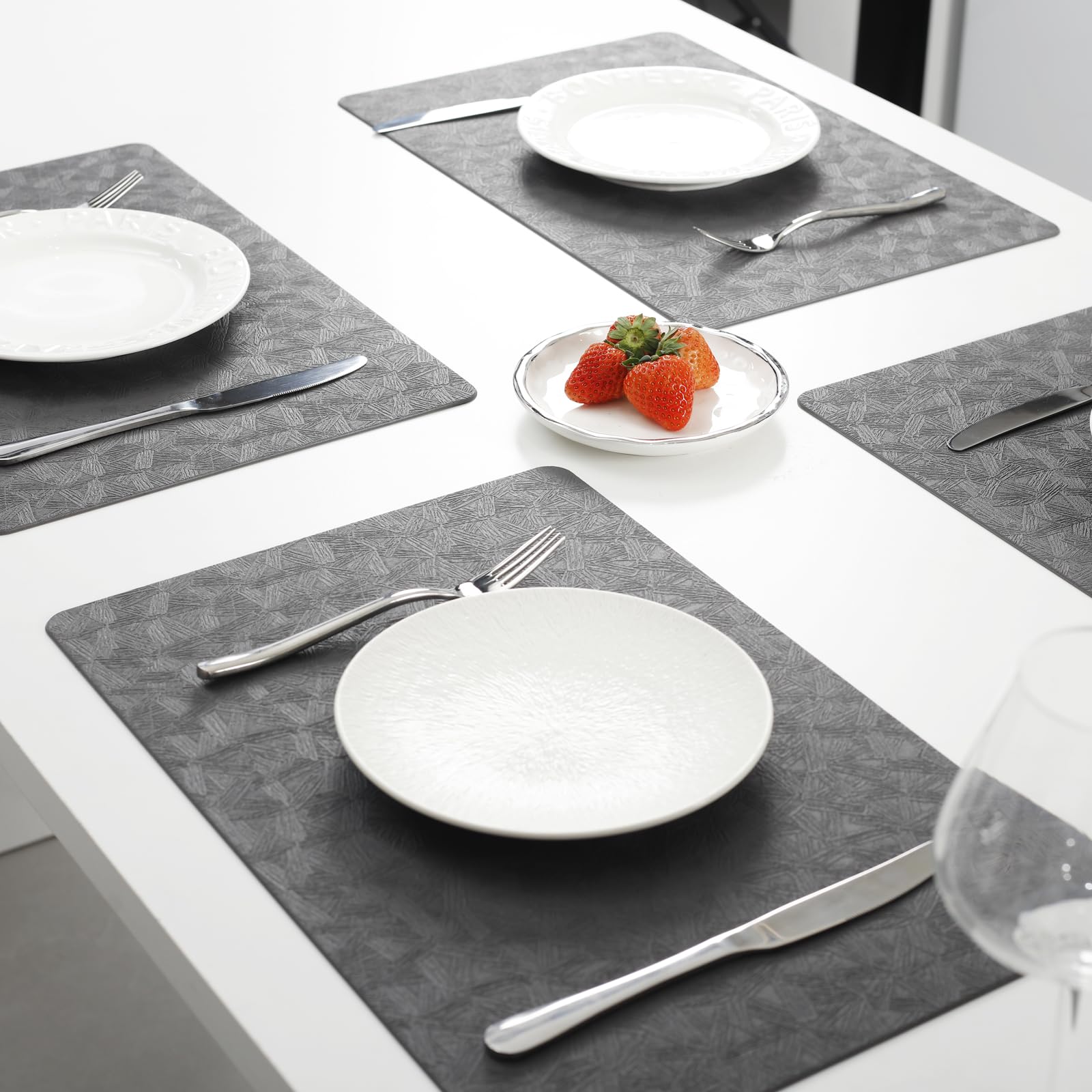 Juego de 6 manteles individuales de vinilo resistentes al calor, fáciles de limpiar, antideslizantes, para mesa de comedor, de piel sintética, impermeables, resistentes a las manchas