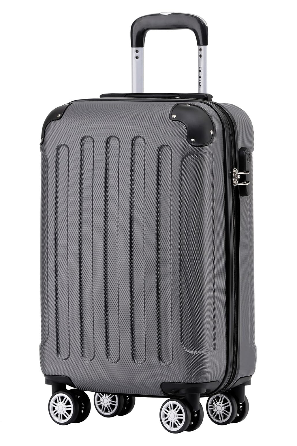 BEIBYE Zwillingsrollen Hardcase Reisekoffer Koffer Trolleys Hartschale in XL-L-M in 14 Farben (Businessgrau, Handgepäck (55cm))