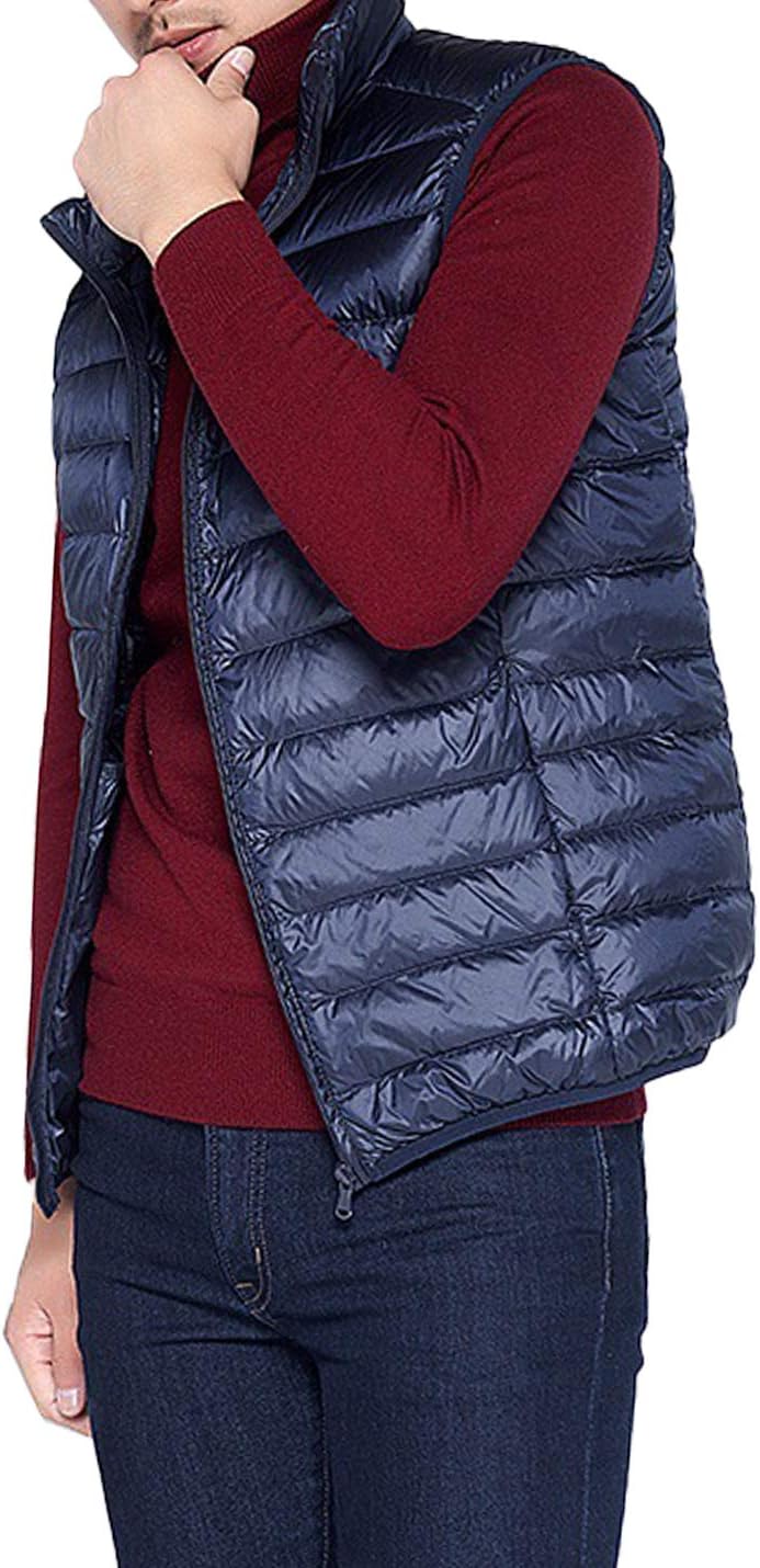 Flygo Men's Outdoor Zip Up Packable Lightweight Down Vest Outdoor Padded Puffer Vests Jackets