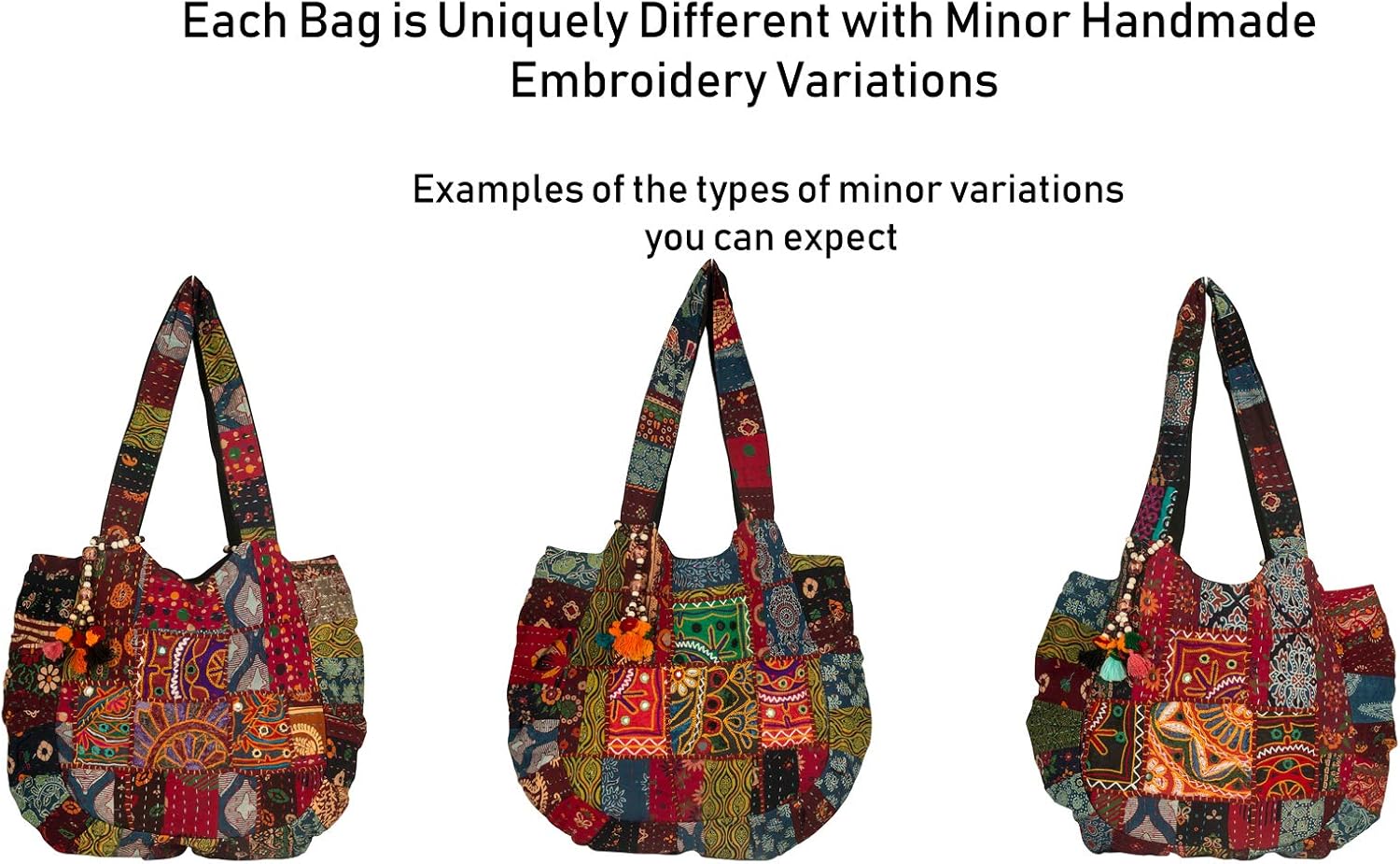 Red Colorful Large Women Shoulder Bag Tote Market School Laptop Daily Casual Everyday Comfortable Boho | Colorful, Market, School, Laptop, Daily, Casual - Image 7