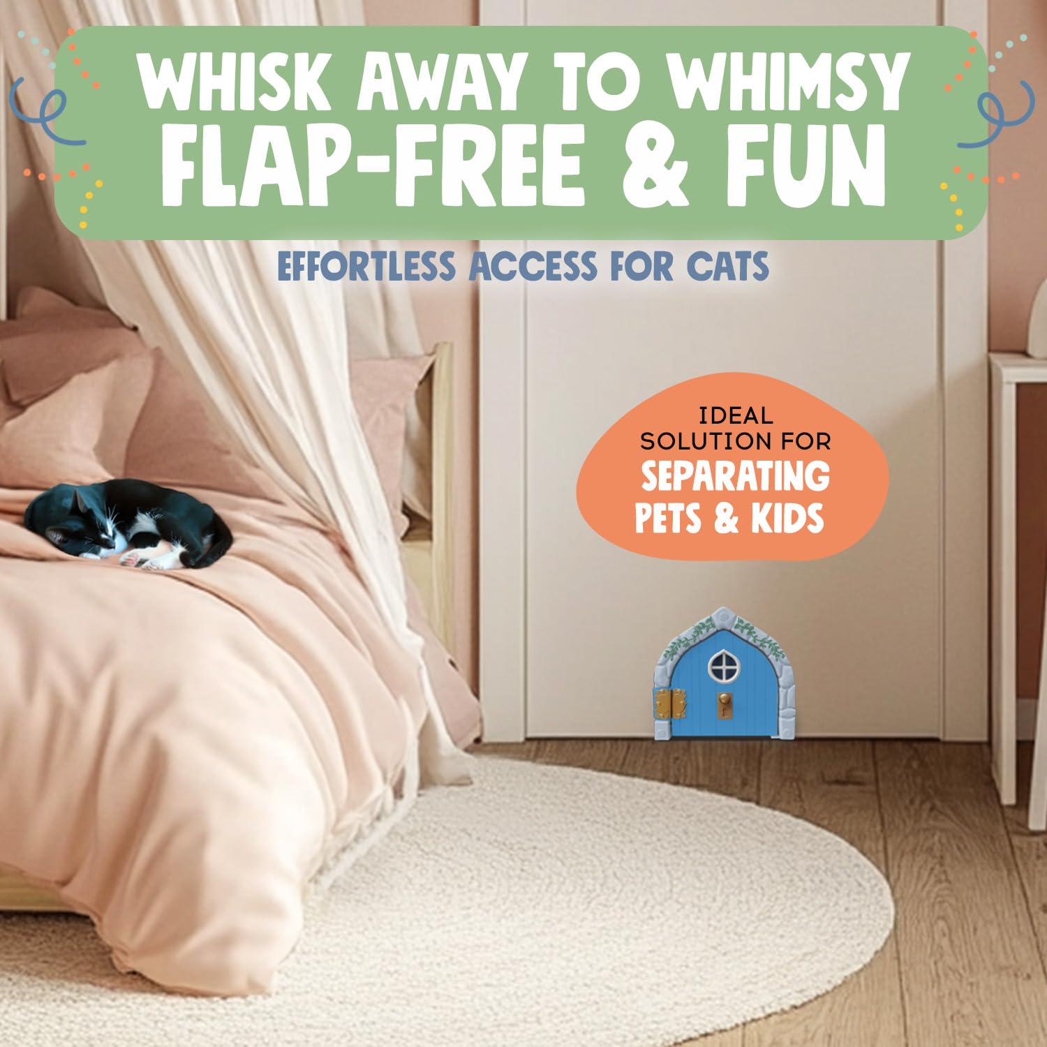 Fairy Porte intérieure pour Animaux domestiques – Grande Porte pour Chats jusqu'à 9 kg, Durable et Polyvalente pour Chaton à Noyau Solide ou Creux, Trou pour Chat élégant, Confortable, Facile à