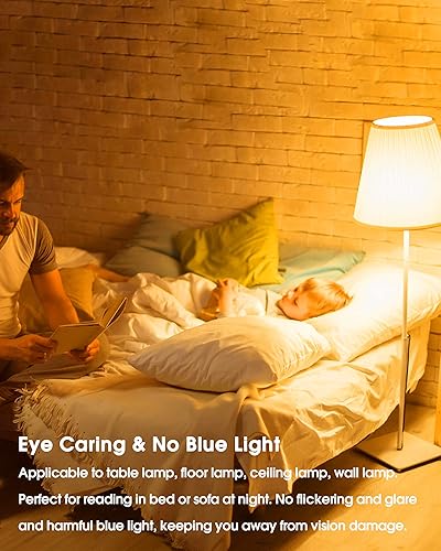 Miniatura 4 de Bombillas LED amarillas para insectos en el exterior, bombilla LED amarilla A19 para exteriores, equivalente a 60 W, luces amarillas ámbar de 9 W,