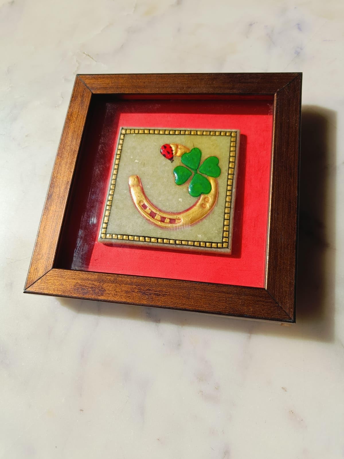 GRATEFY I Minakari Handwork Frame with 3 Positive Symbol I Good Luck Frame
