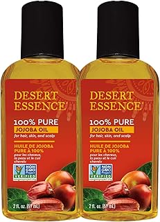 Desert Essence 100% Pure Jojoba Oil - 2 Fl Oz - Pack of 2 - Haircare & Skincare Essential Oil - All Skin Types - No Oily R...