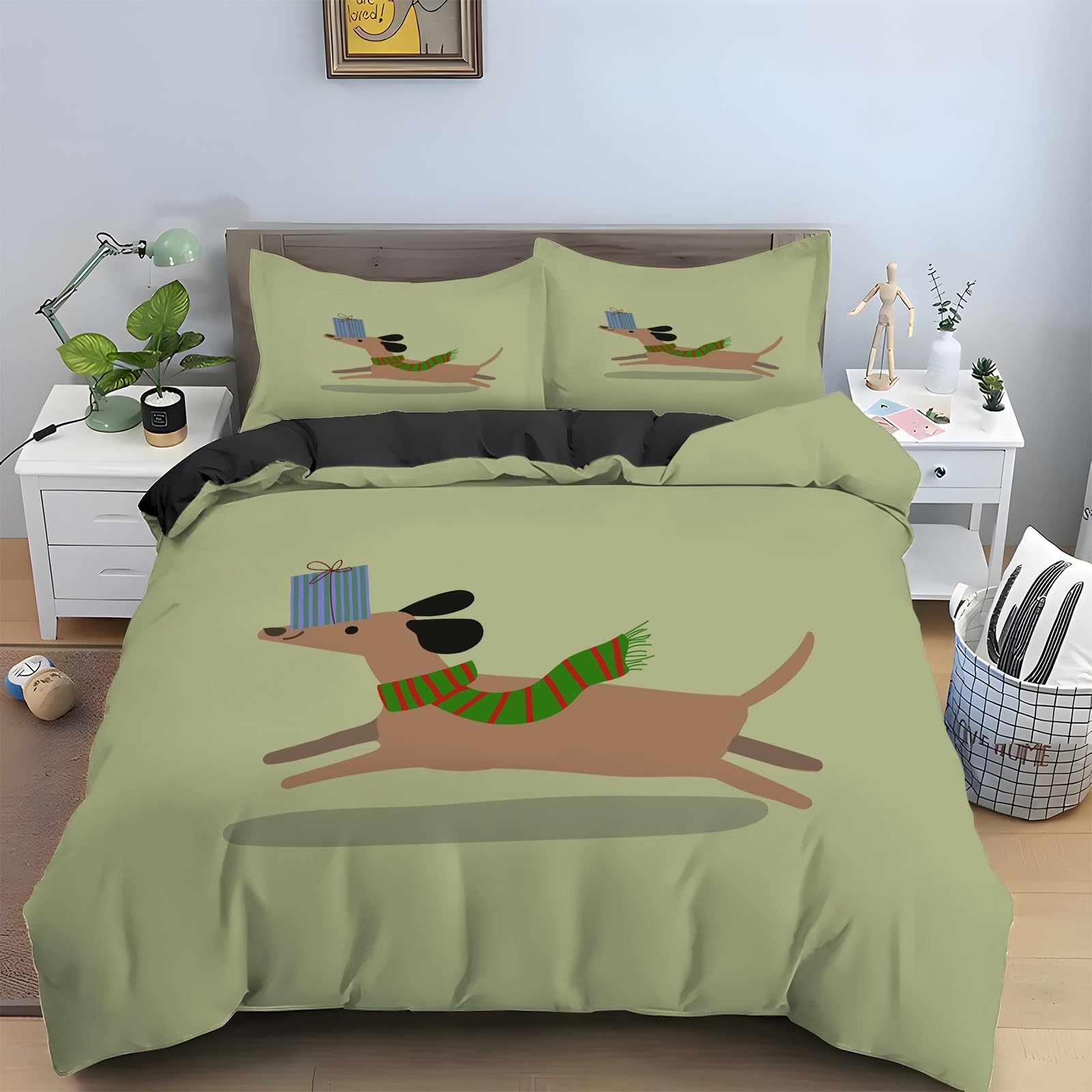 Housse Couette Teckel 200x200 cm, Idée Cadeau Idéale pour les Passionnés de Chiens