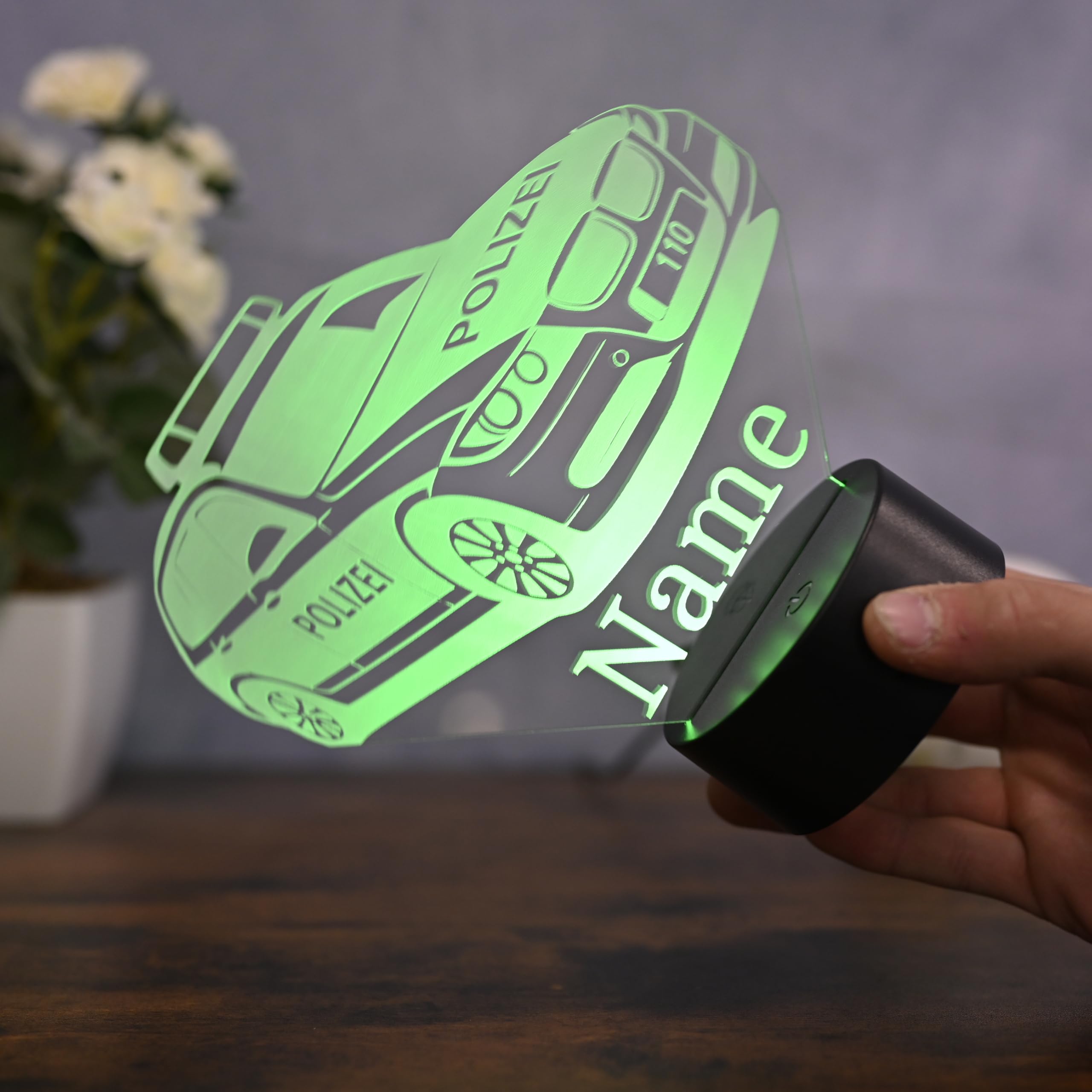 Personalisiertes LED Nachtlicht Polizei Geschenk idee für Polizeifans, dekoration für Polizisten und Polizistinen Sport auto als Polizei auto Polizei Wagen Klassisch