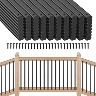 Voxelure 80-Pack 32" Black Hollow Metal Deck Balusters - 1.5mm Thick Stair & Porch Railing Spindles, Indoor/Outdoor DIY