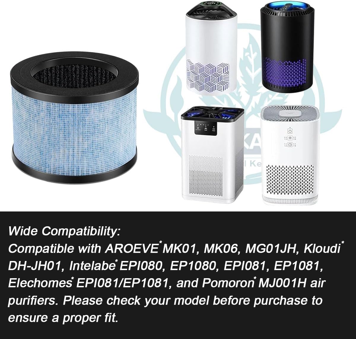 MK01 Air Filter replacement for Aroeve Air Purifiers Filter MK01,True HEPA Filter Compatible with MK01 MK06 Air Purifier, TZ-K1&DH-JH01, EPI080/EP1080& EPI081/EP1081,1 Pack - Image 3