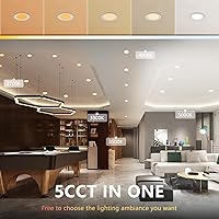 Vista 2 de CycevSun Luces empotrables LED de 4 pulgadas, sin lata, regulables y 5 CCT seleccionables, techo de oblea ultrafina, para exteriores e interiores, 9