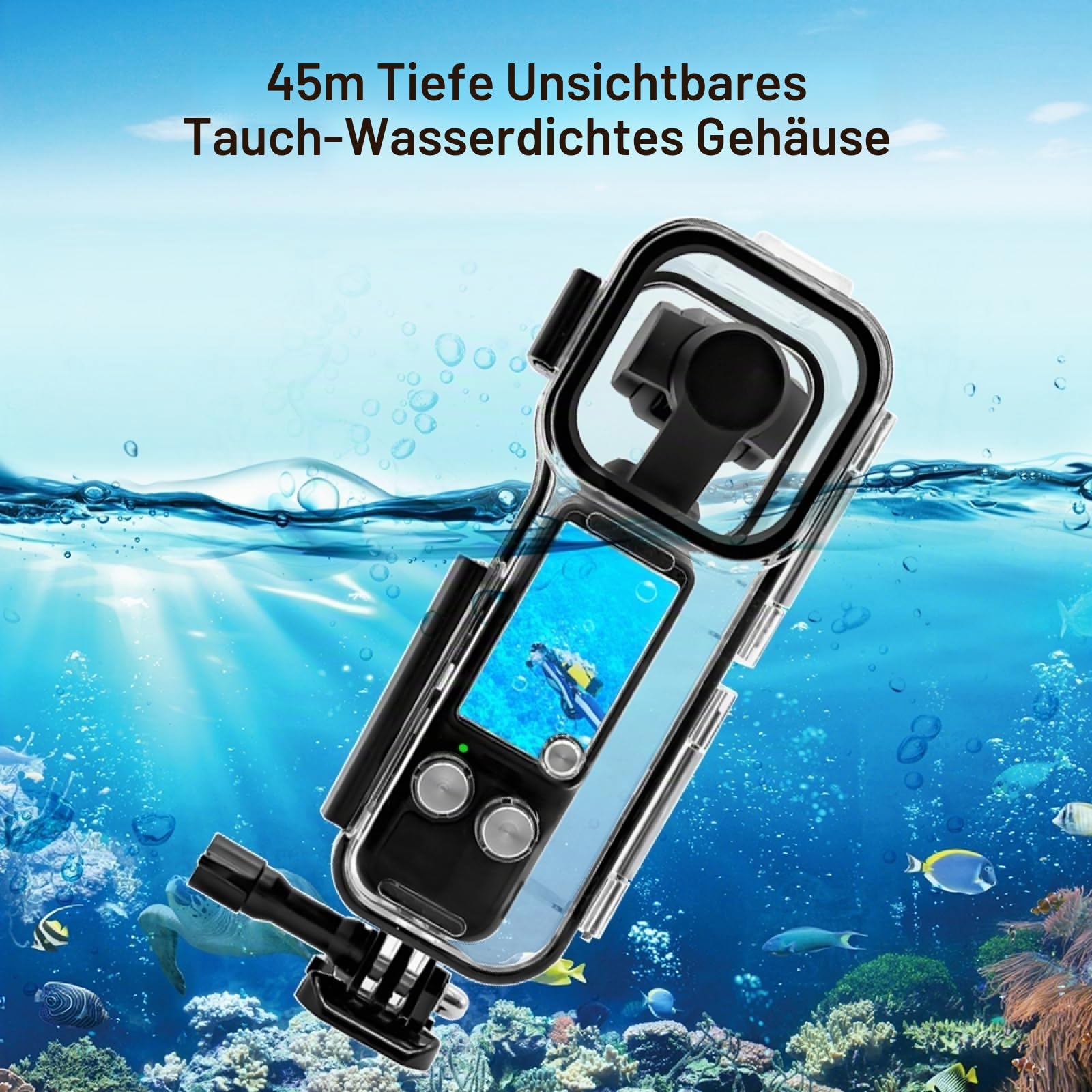 PULUZ 45M/1,47FT Tauchgehäuse für DJI Osmo Pocket 3 Unterwasser-Wasserdichtes Gehäuse für Osmo Pocket 3 Action-Kamera Schutzhülle Zubehör für Tauchen Surfen Schwimmen Skifahren
