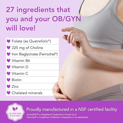 Miniatura 3 de Premom Vitaminas prenatales para mujeres y aceite de pescado prenatal DHA - Concepción para ella Multivitamínica 27 nutrientes + triglicérido Omega