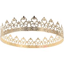 Alasum Men's Royal Crown Iron Tiara Golden Hollow Headwear | Vintage European Design, Wear Resistant and Deformation Resistant, for Themed Parties and Special Occasions