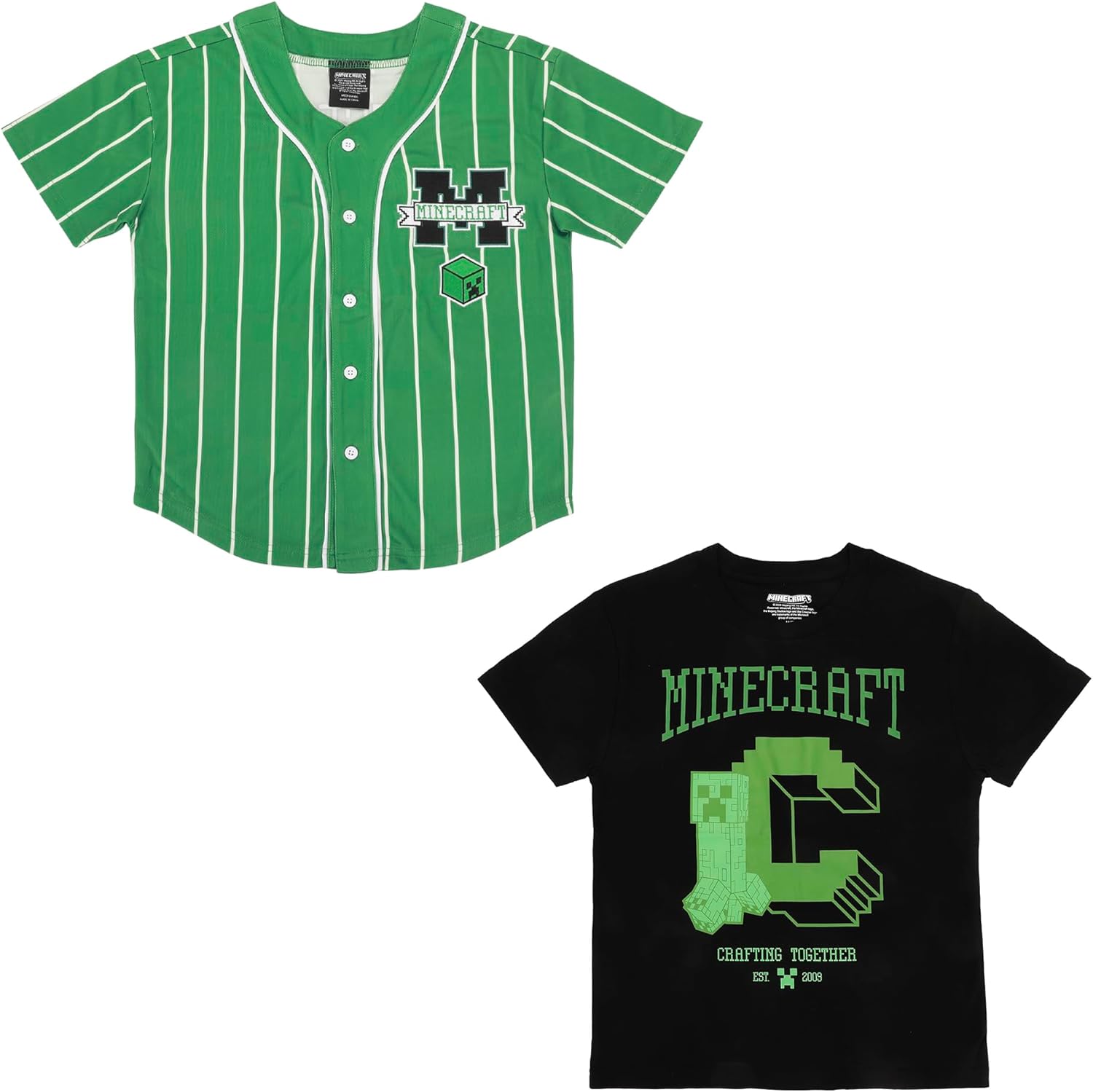 Minecraft Crafting Together Boy's 2-Pack Baseball Jersey & Tee Combo Set