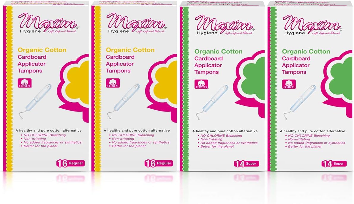 Maxim Organic Cotton Tampons Combo Pack, Cardboard