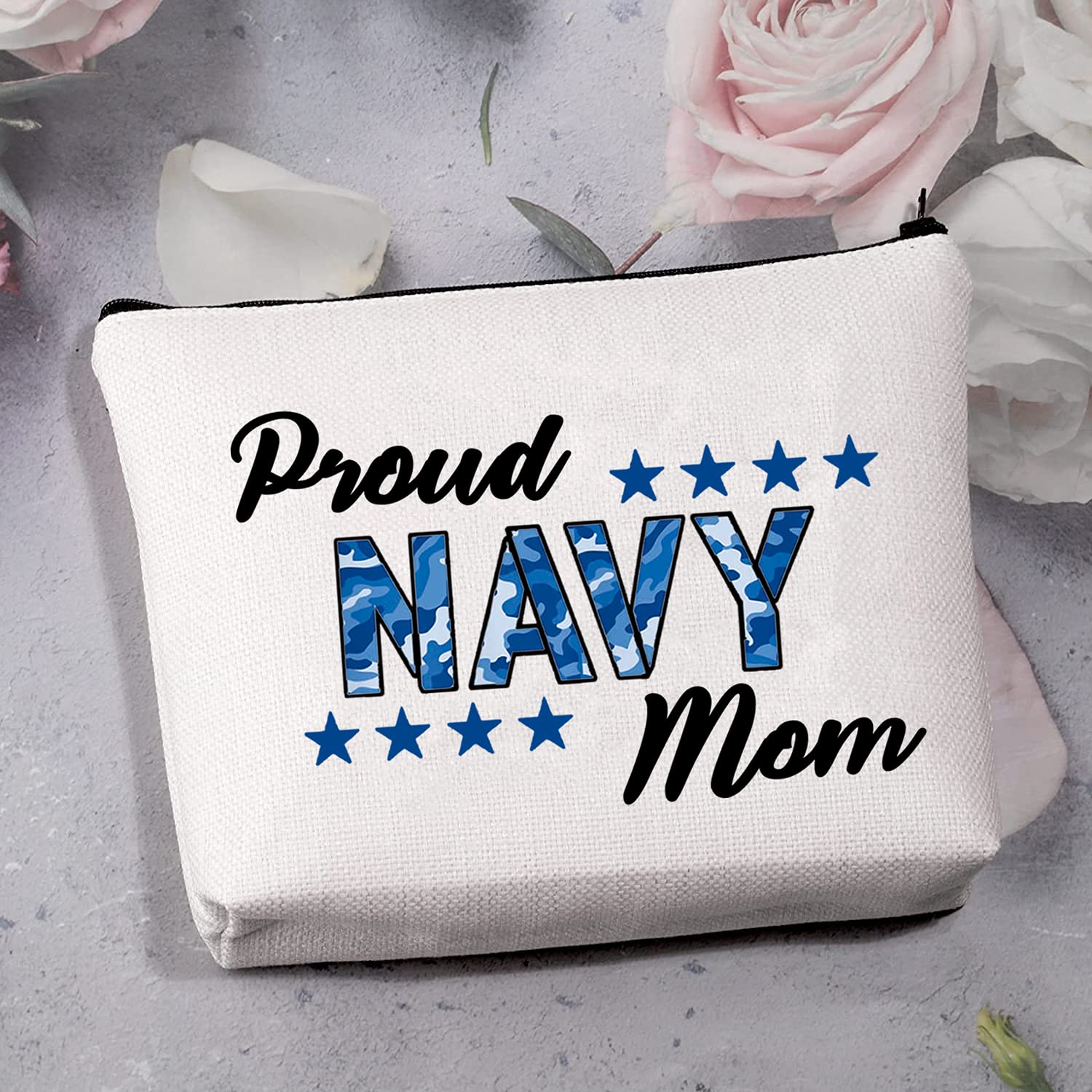 Kosmetiktasche 'Proud Navy Mom' – Geschenk Für Marine-Mütter, Blau, Wasserabweisend
