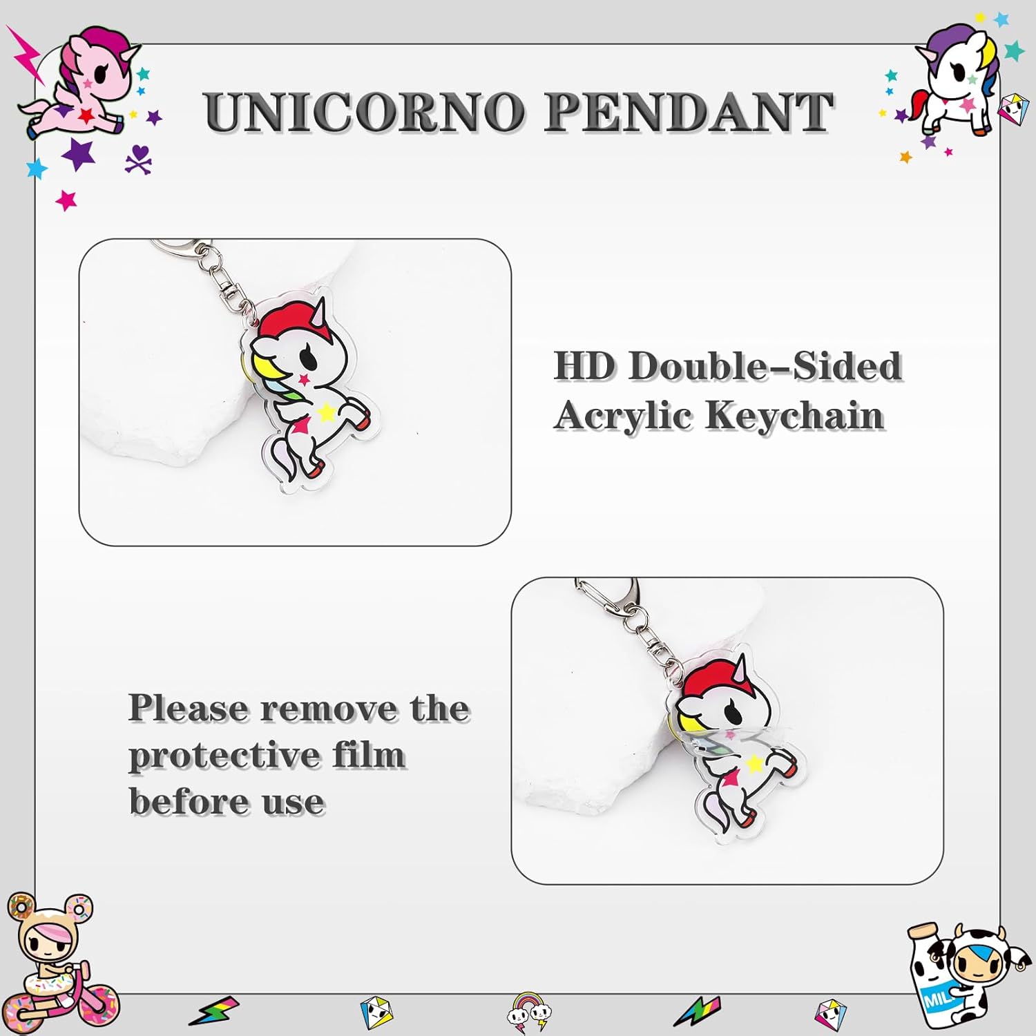 Tokidoki Clear Tote Bag with Unicorno Keychain Waterproof Transparent Beach Bag Purse Small Shoulder Bag Handbag for Women - Image 6