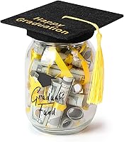 IMUQI Graduate Fund Mason Jar - DIY Cash Graduation Gift with Cap Decor Kit, Perfect for High School College Party Centerpieces
