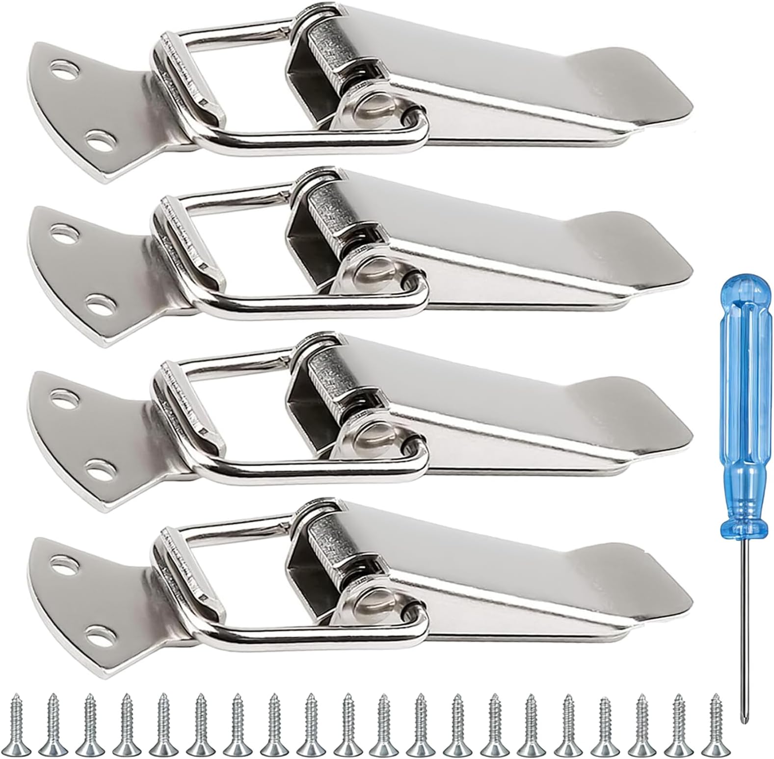 – Catch Spring Loaded Toggle Latches, Stainless Steel Catch Clamp Clips, Lock Hasp with Buckles for Toolbox Mailbox Drawer Cabinet Case Door Closet Locker, Quick Release Hardware Replacement, 110mm 4pcs