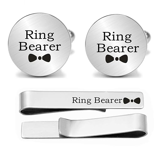 Kooer Custom Personalized Cufflinks & Tie Clip Set Wedding Jewelry Cufflinks Engraved Gifts for Men