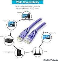 Vista 30 de CableWholesale Cable Ethernet Cat6, 24AWG, conector de placa dorada RJ45, 4 pares de cobre trenzado, par trenzado sin blindaje (UTP), cable de Blanco