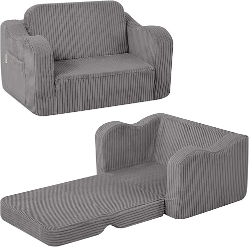 Miniatura 49 de MeMoreCool Sofá de dinosaurio para niños, silla plegable para niños pequeños, sofá cama convertible que brilla en la oscuridad, salón plegable para