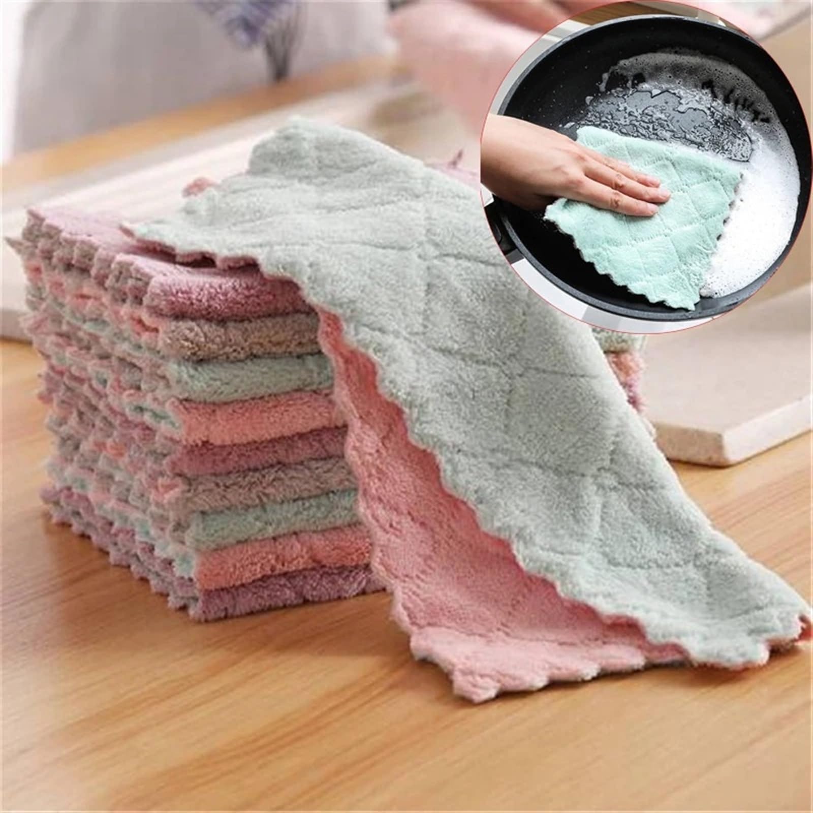 Trapos Cocina 5/10/20 Paño de Limpieza de Cocina Toalla Absorbente Antiadherente Toalla de Cocina con Aceite Balletas Microfibra(Mixed Color 20PCS)