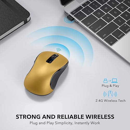 Miniatura 2 de Deeliva Mouse inalámbrico, mouse inalámbrico de 2.4 G USB inalámbrico con 3 DPI ajustables, 6 botones, mouse ergonómico portátil silencioso para
