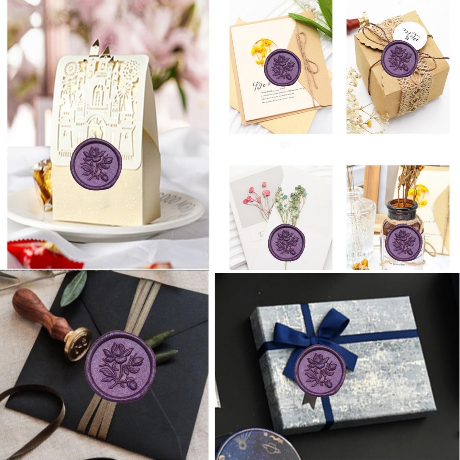 300 Pcs Octagon Wax Seal Beads for Stamping - Perfect for Wedding Invitations Christmas Cards, Envelopes, Letter Sealing (Purple) - Image 2