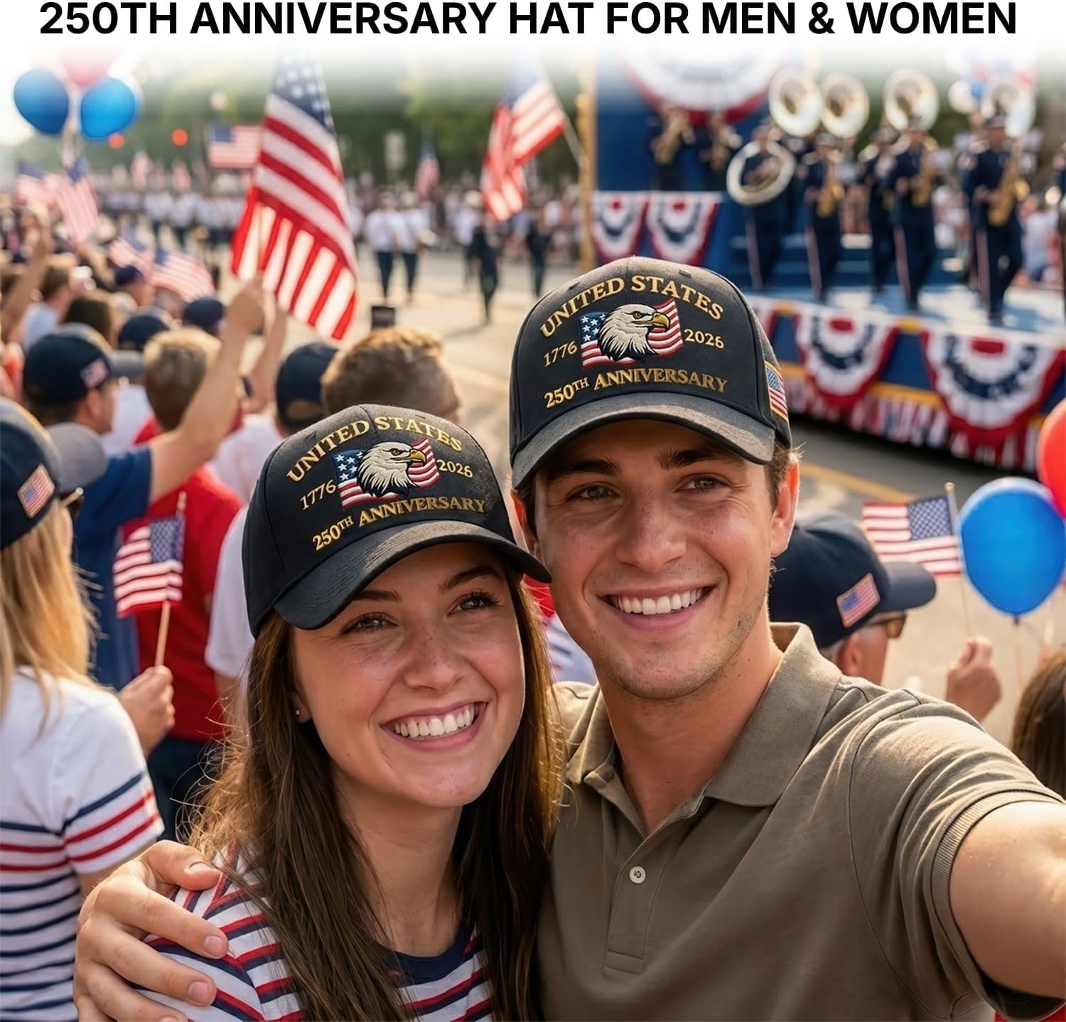 United States 250th Anniversary Hat 1776-2026, Patriotic Eagle Embroidered Baseball Cap, Adjustable Cotton Vintage Hat