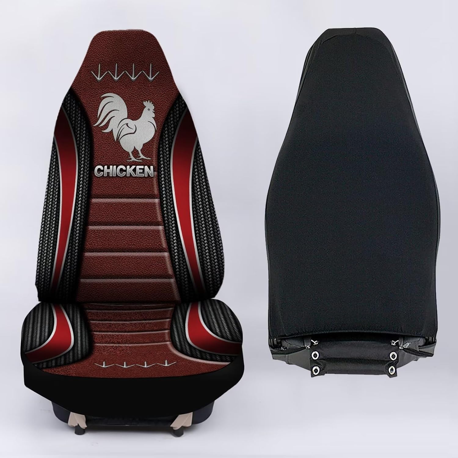 Bulopur Red Chicken Art Set of 2 Car Seat Covers Auto Accessories Carseat for Front Seats Fit for Truck, Van, and SUV