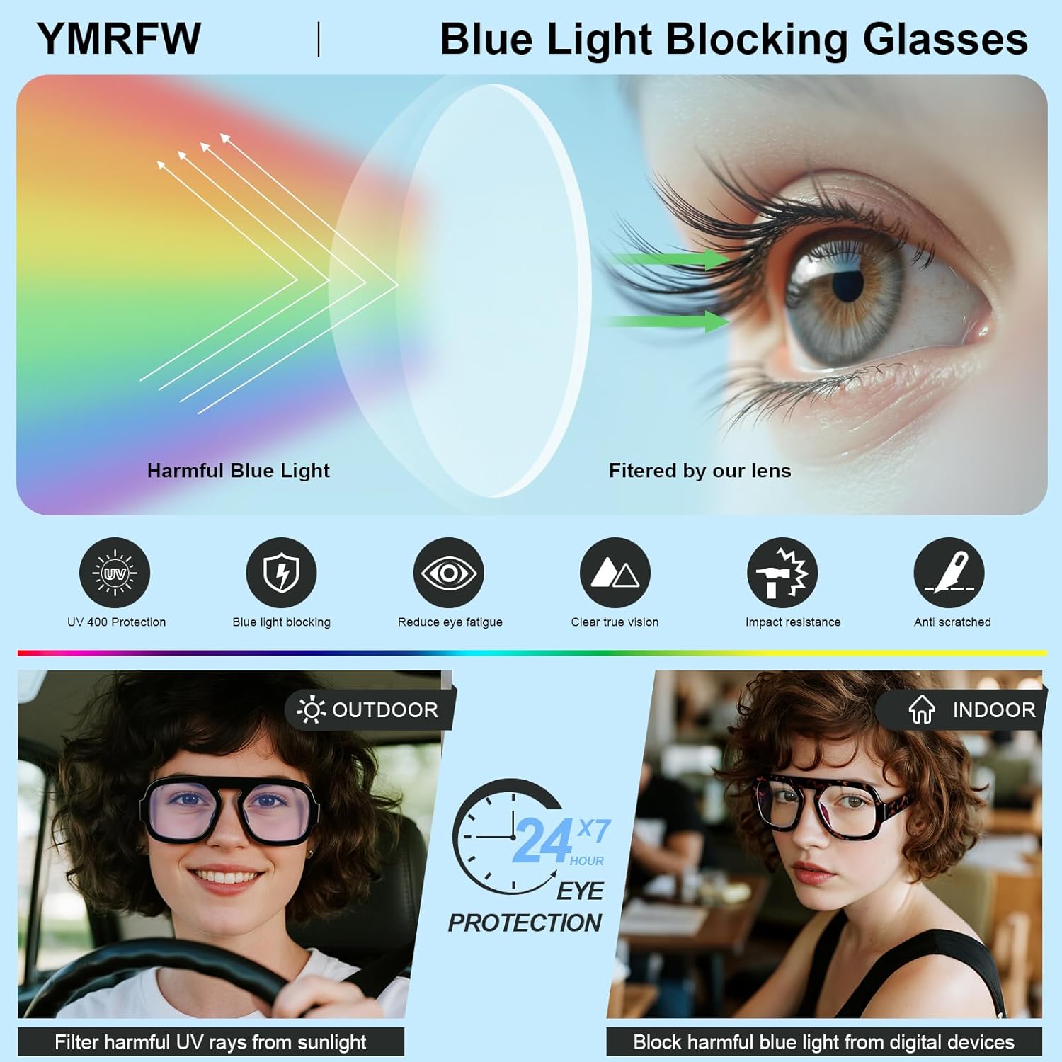 Aviator Blue Light Blocking Glasses for Women Men Square Flat Top Computer TV Eyeglasses Anti Eyestrain - Image 6