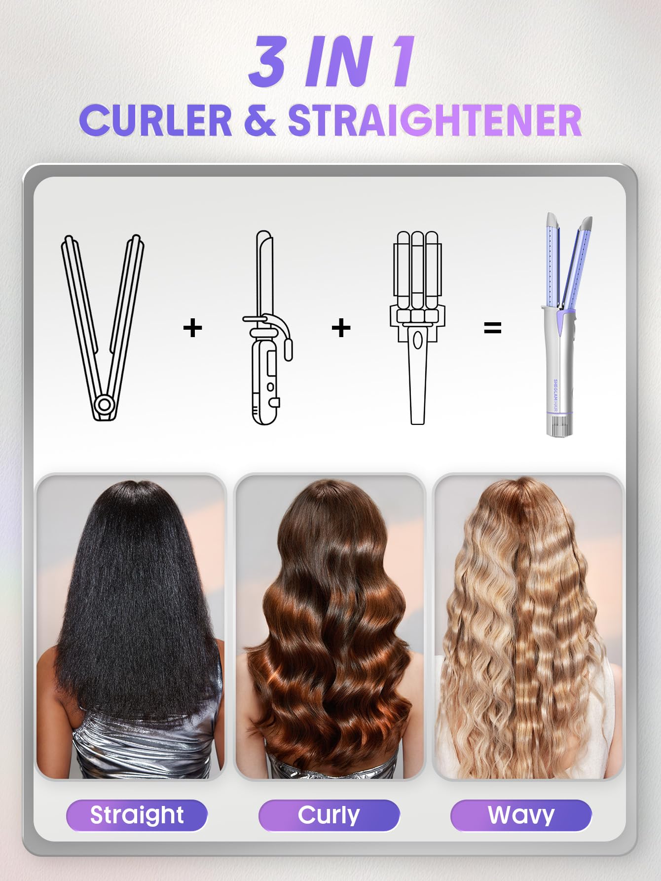 SHEGLAM Kaltluft Glätteisen mit 360° Luftstrom Styler Lockenstab, 4 Temperaturstufen, Dualspannung