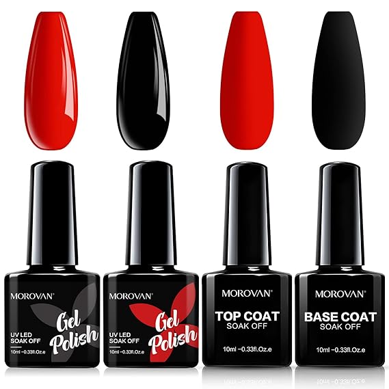 Morovan Red Black Gel Nail Polish Kit Gel Nail Polish