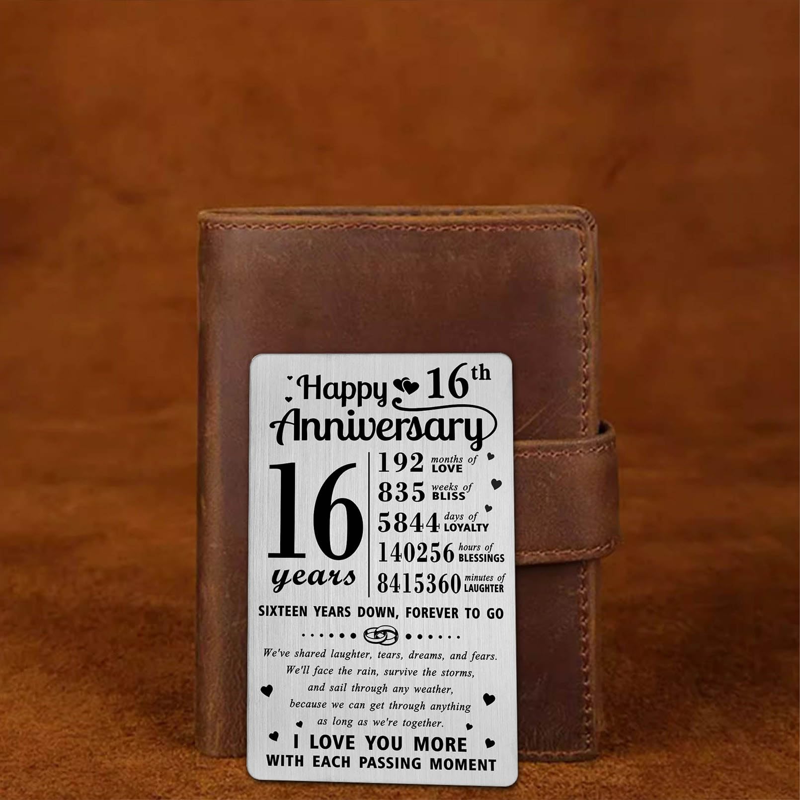 Richesele 16th Anniversary Card, Happy 16 Year Wedding Anniversary Wallet Card - Image 4