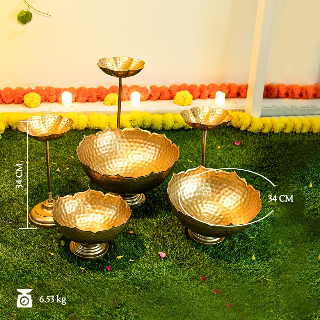 Urli Bowl with Stand for Home Décor | Floating Flowers or Tealight Candles | Diwali Pooja Decoration | Gift