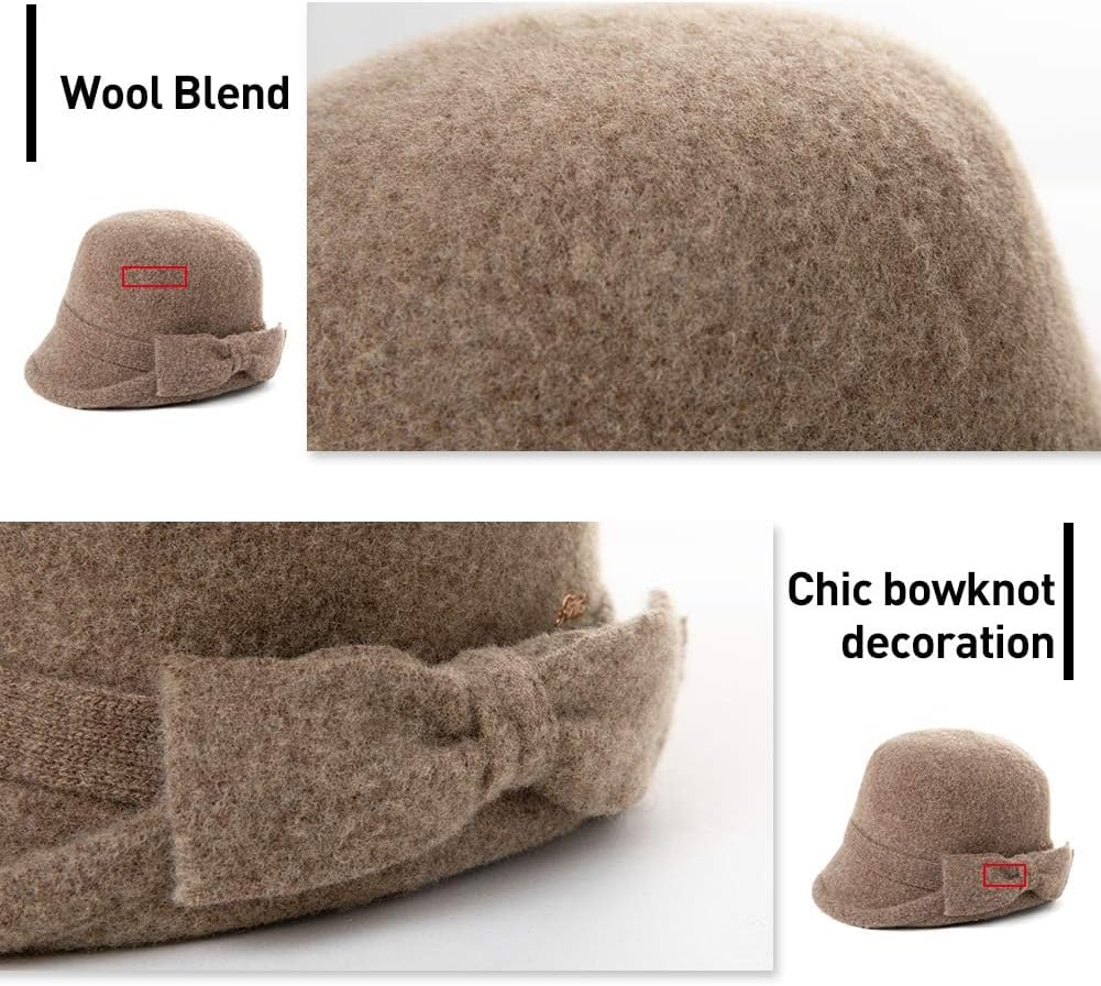 Womens 1920s Vintage Wool Felt Cloche Bucket Bowler Hat Winter Crushable - Image 6