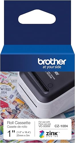 Miniatura 3 de Brother Rollo de etiquetas CZ-1004 de longitud continua de 1 pulgada (1.0 pulgadas) de ancho x 16.4 pies de largo con tecnología Zink Zero Ink y