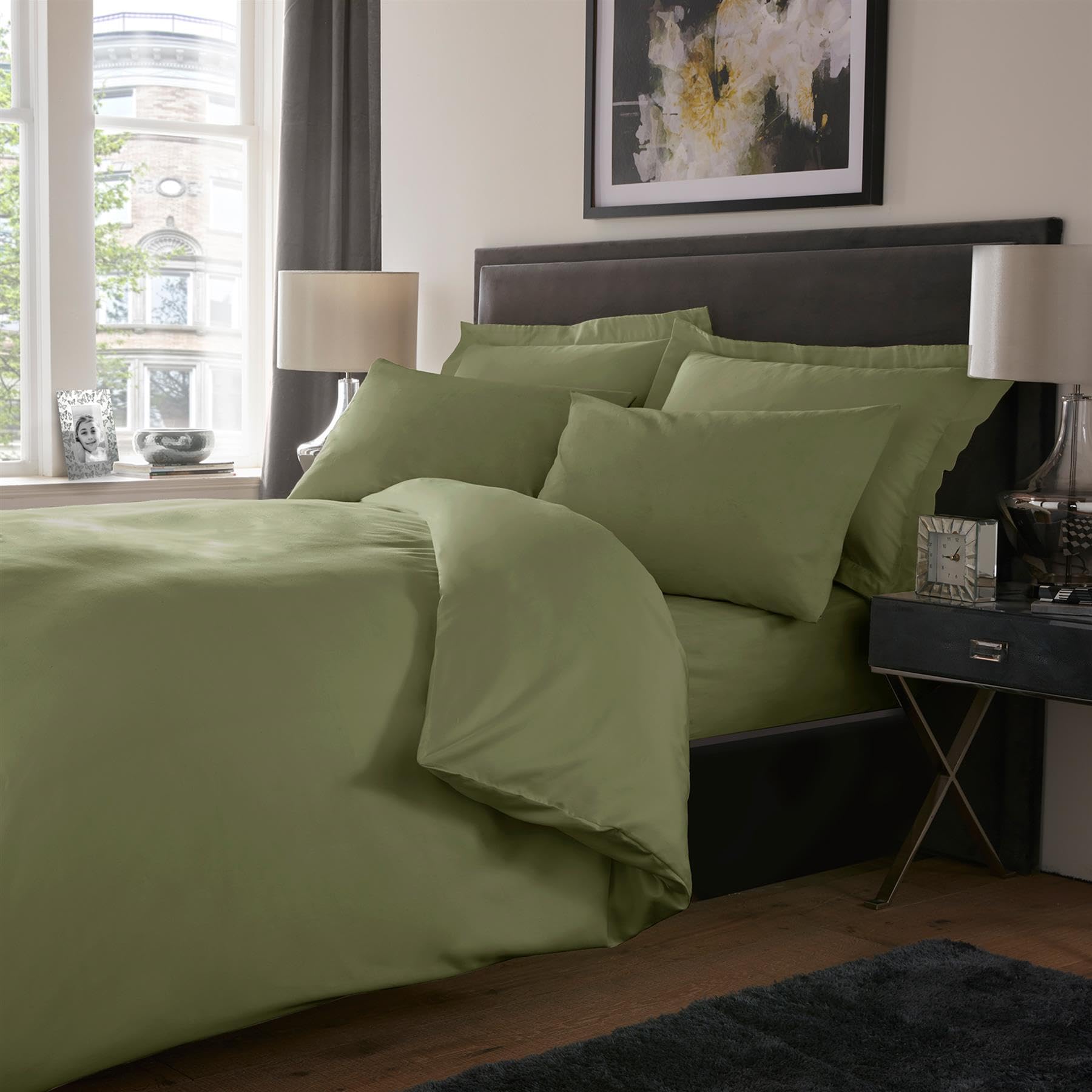 Roseley 800TC Duvet Cover Set With Pillowcases Soft Cotton Rich Fabric Hotel Quality Bedding Set Additional Oxford/Housewife Pillowcases Available [Double, Moss Green]