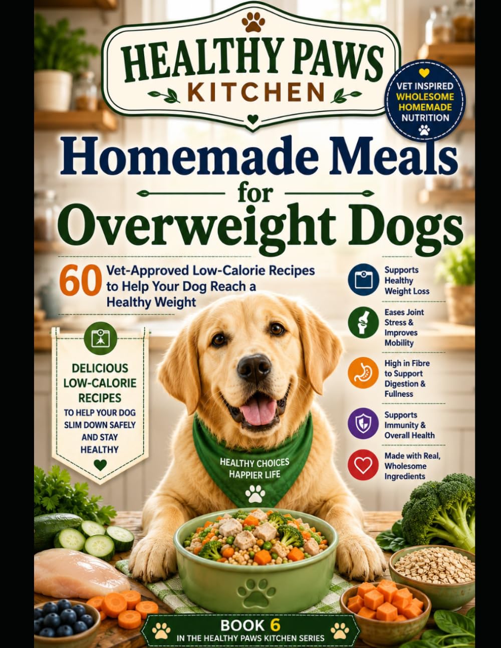 Homemade Meals for Overweight Dogs: 60 Vet-Approved Low-Calorie Recipes to Help Your Dog Reach a Healthy Weight (Healthy Paws Kitchen)
