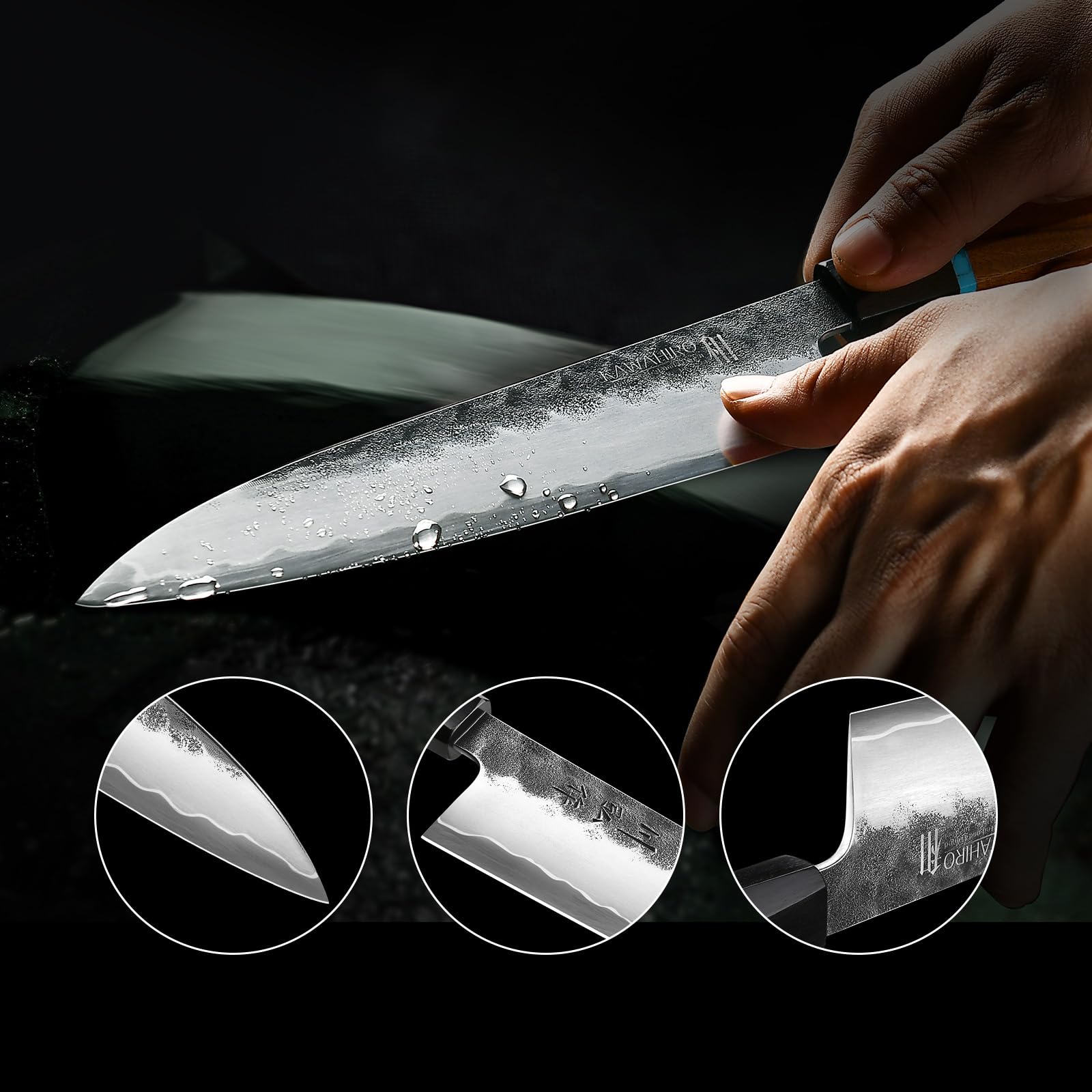 KAWAHIRO 8.27 Inch Japanese Chef Knife, Hand-Forged VG10 for Precise Cuts — Amazon image 8