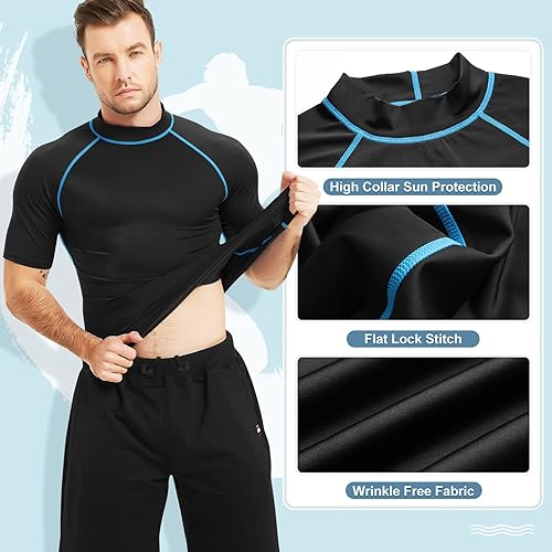 Miniatura 3 de Camiseta de natación de manga larga para hombre, protección solar UPF 50+, protección solar UV, secado rápido, camisetas de compresión para hombre