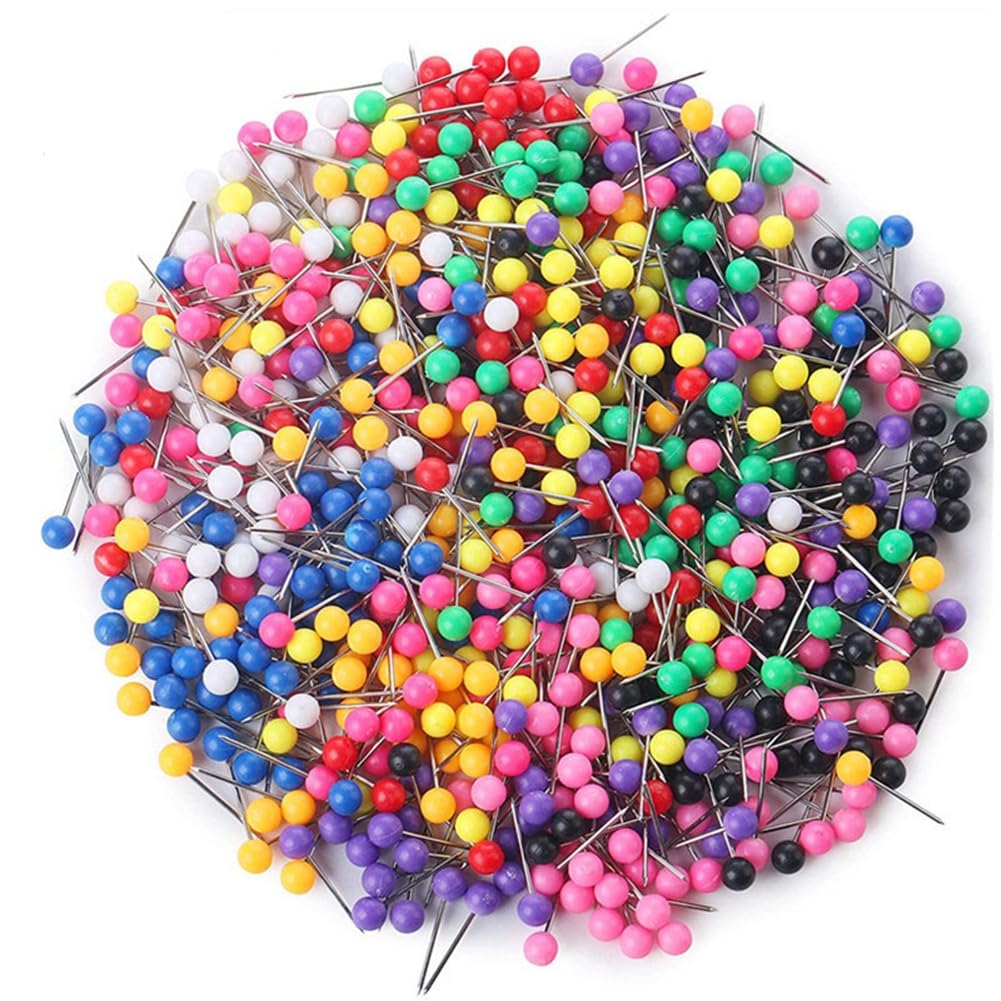 Pinnadeln mit Rundkopf Bunte Stecknadeln Edelstahl Karte Nagel Reißzwecken Rundkopfnadeln Reißnägel für Wandkarten Markieren Schmuck Herstellung Nähen Handwerk Bulletin Board 800 Stück