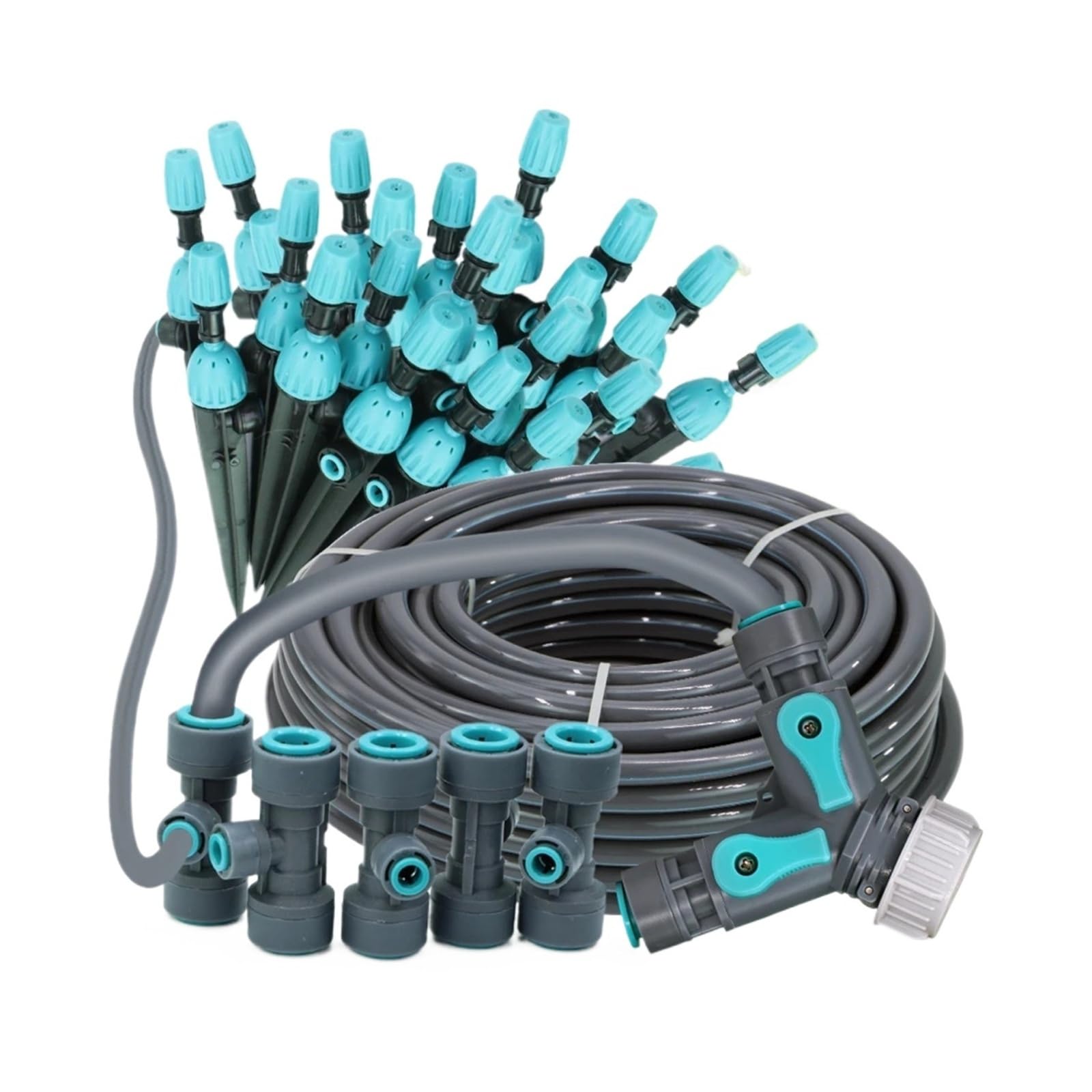 Sistema di irrigazione automatica for irrigazione da giardino 3/8 "2 in 1 Tubo in PE Nebbia regolabile a 360° Kit di spruzzatori micro a goccia for irrigatore a collegamento rapido(10m Kits)
