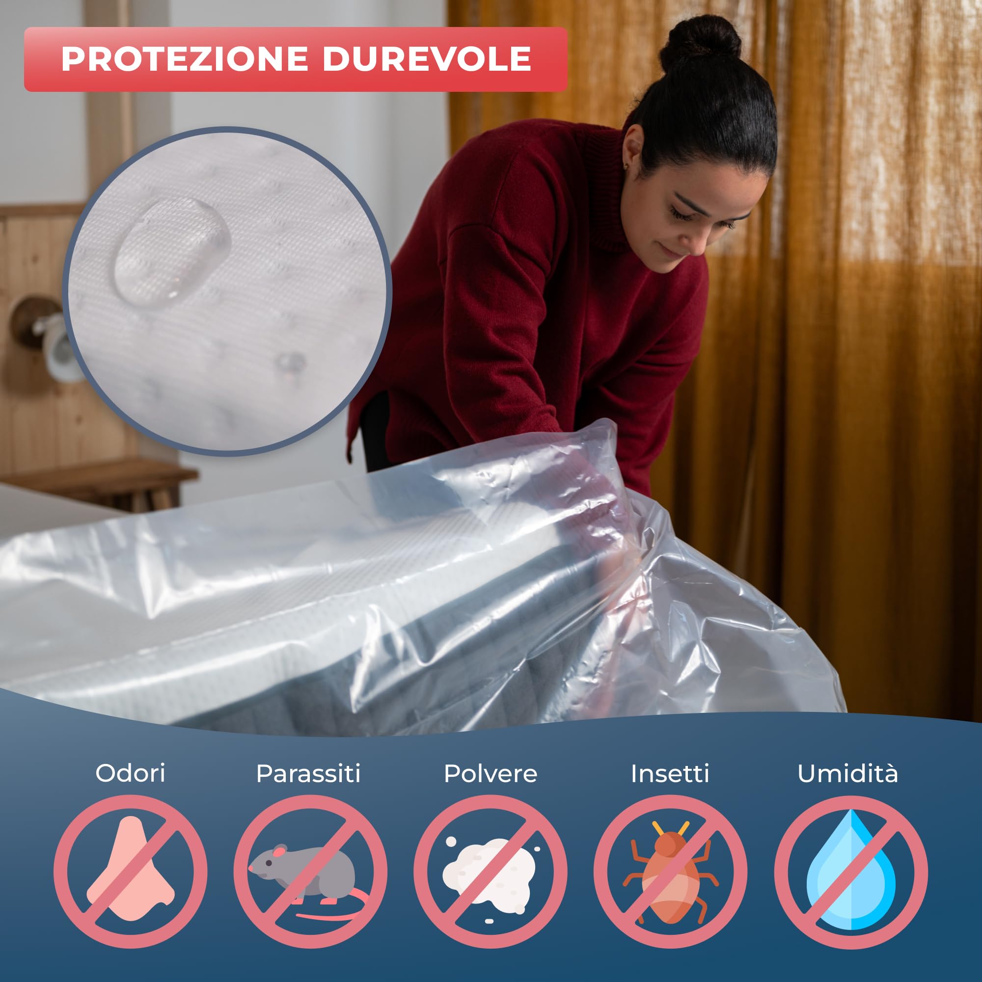 Sacco Protettivo Impermeabile Per Materasso 90x200cm | Per Traslochi E Magazzinaggio | Plastica Resistente - Foto 10