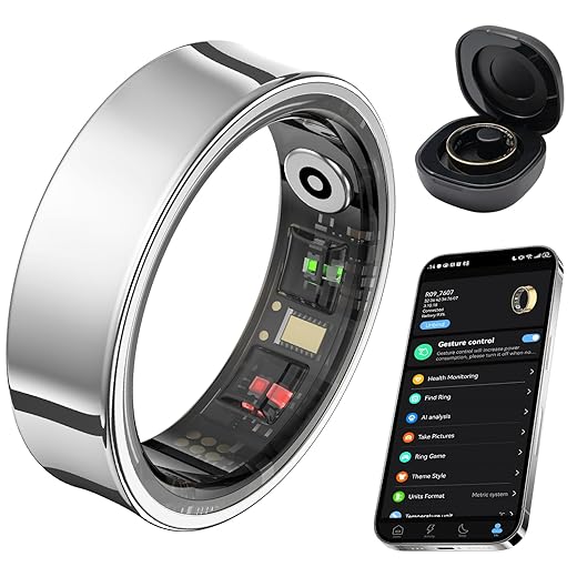 Smart Ring for Women Men, Fitness Tracker Ring with Body Temperature, Heart Rate, Blood Oxygen, Sleep Monitor, Calories, No Subscription Fee, IP68 Waterproof for iPhone & Android (Silver, #8)