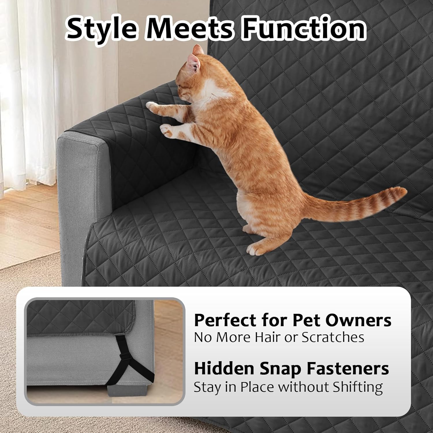 Waterproof Sectional Couch Covers L Shape Sectional Sofa Covers for Pets Washable Non-Slip 6PCS U Shaped Sofa Slipcovers Dog Couch Cover Corner Furniture Protector (XX-Large, Black)