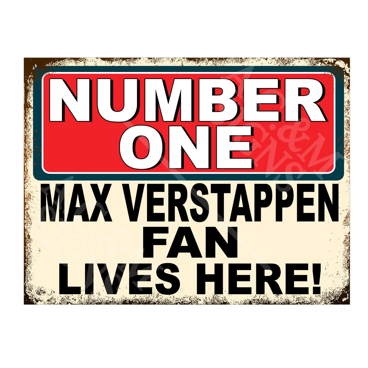 Metal Sign Plaque Poster Print Number One Max Verstappen Fan Lives Here Gift Dad Mum Man Cave Shed Home Bar Ref5667 (8x6 inches (Approx) 20cmx15cm)