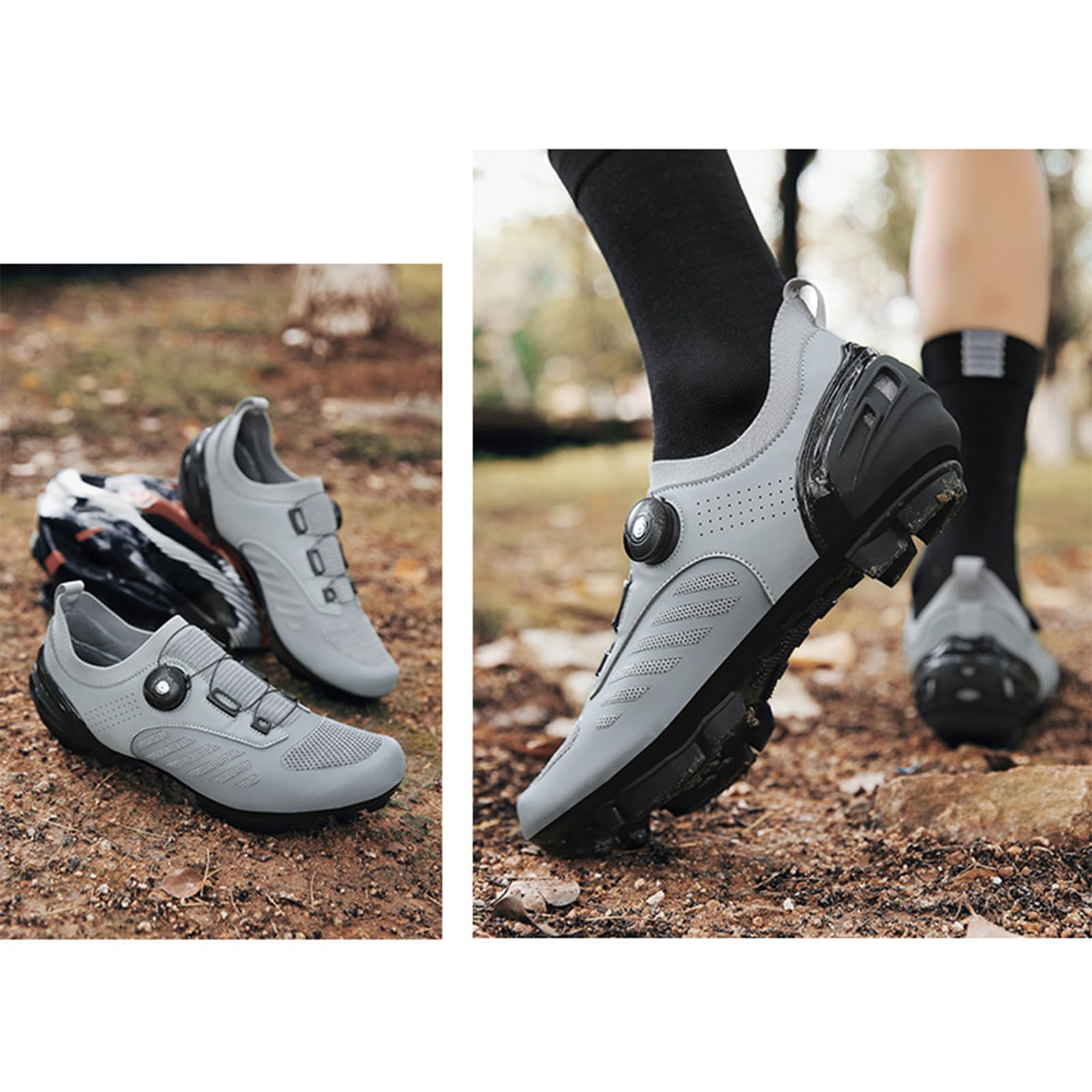 Zapatilla de Ciclismo MTB Hombre Mujer, Compatible con SPD Pedales 2 Tornillos con Calas Zapatos Bicicleta de Montaña Unisex Adulto Respirables