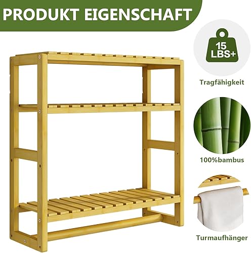 Miniatura 17 de Estantes de baño de almacenamiento sobre el inodoro, estantes de baño, 3 niveles, organizador de estante esquinero de bambú para toallas, armario