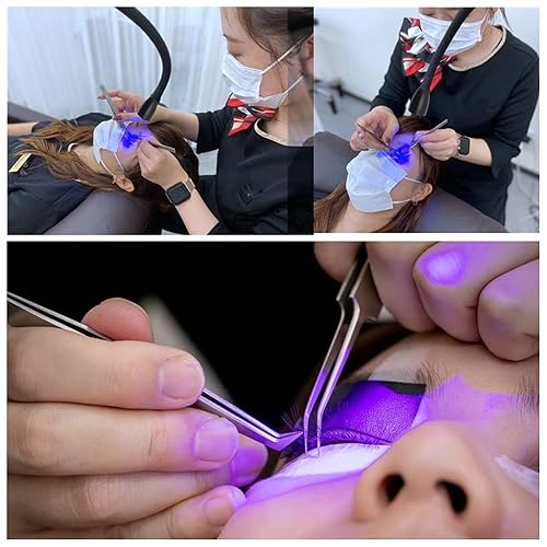 Miniatura 3 de Lámpara para extensión de pestañas, 395 a 400nm cuello de cisne LED de luz de pestañas con abrazadera e interruptor de pedal de pie para uñas